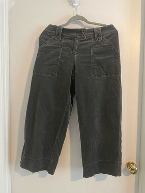 CAbi Charcoal Corduroy Wide Leg Crop Pants Sz 8 (304)